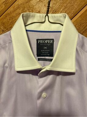 Lavender Dress Shirt with White Contrast Collar and Cuff Links